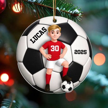 Pendentif en acrylique personnalisé avec enfant footballeur – Cadeau pour garçon et fille de football