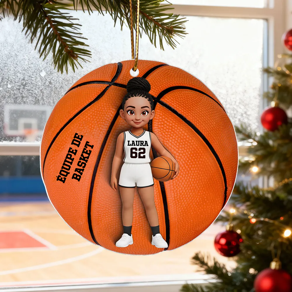 Pendentif en acrylique personnalisé avec enfant basketteur – Cadeau pour garçon et fille de basketball