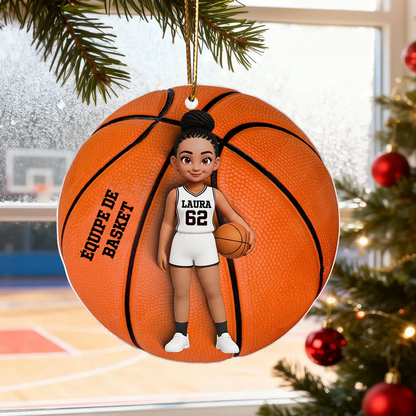 Pendentif en acrylique personnalisé avec enfant basketteur – Cadeau pour garçon et fille de basketball