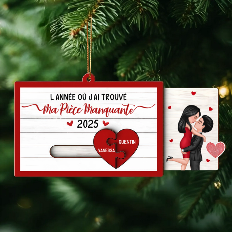 Tu es la pièce manquante-Orement coulissante personnalisée en forme de puzzle cœur – Cadeau de Noël pour Elle & Lui