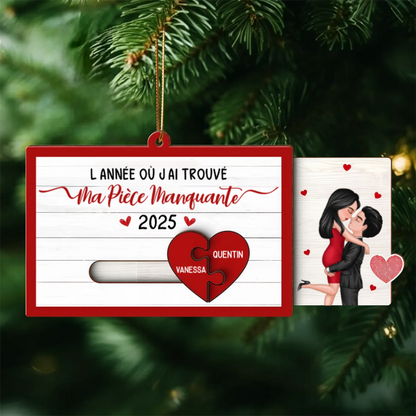 Tu es la pièce manquante-Orement coulissante personnalisée en forme de puzzle cœur – Cadeau de Noël pour Elle & Lui