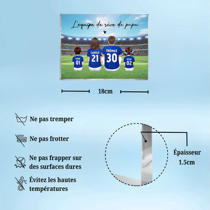 Bloc acrylique avec famille de footballeurs Cadeau pour papa et les fans de football