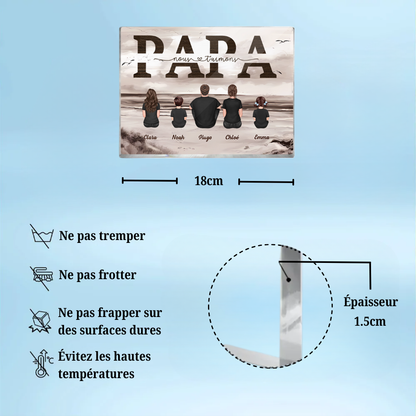 « Papa, nous t'aimons » Bloc acrylique avec famille pour papa et papi