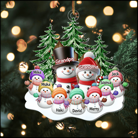 Pendentif de Noël personnalisé bonhomme de neige en acrylique