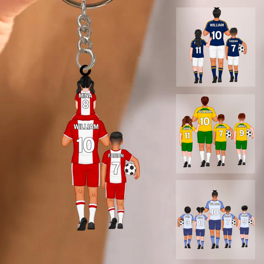 Équipe de football de papa Porte-clés père et enfants