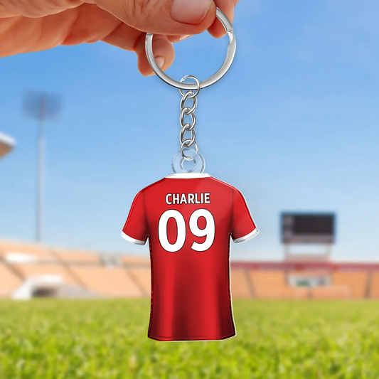 Porte-clés maillot acrylique avec numéro et nom