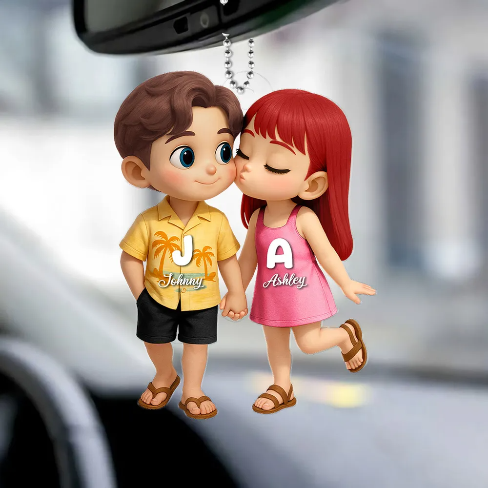 Porte-clés de voiture personnalisé en acrylique – Cadeau estival pour couples