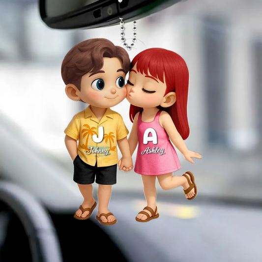 Porte-clés de voiture personnalisé en acrylique – Cadeau estival pour couples