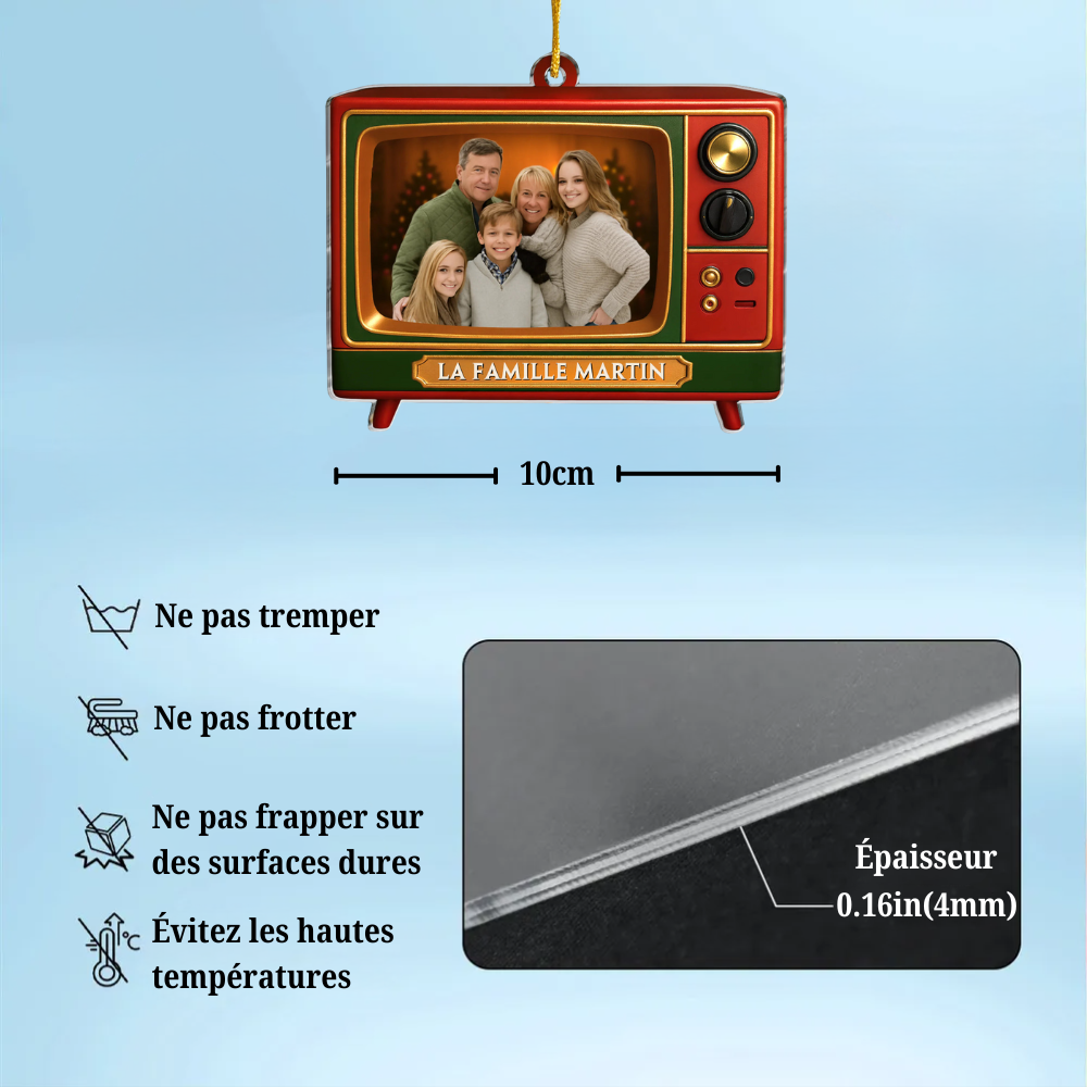 Orement photo en acrylique Décoration de Noël personnalisée avec télévision