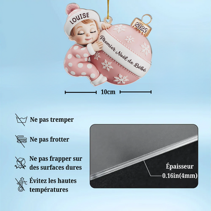 « Premier Noël de bébé » Orement en acrylique avec nom Décoration de Noël personnalisée