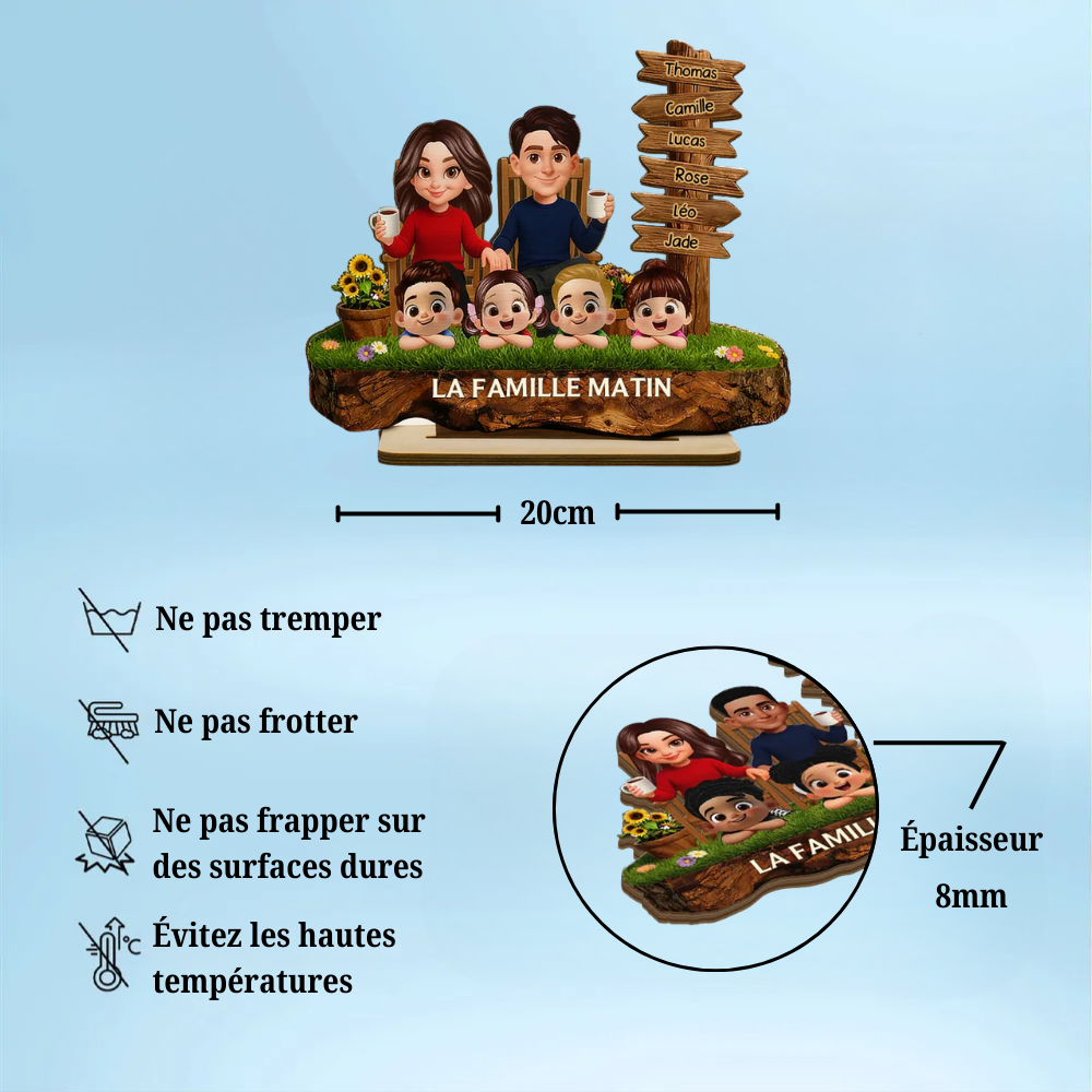 Décoration en bois personnalisé avec parents et enfants – Cadeau pour papa, maman, mamie et papi