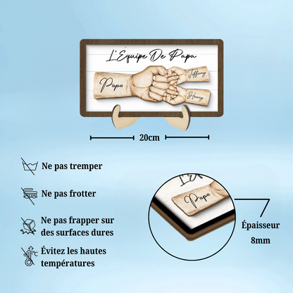Plaque en bois personnalisée avec poing contre poing – Cadeau pour papa