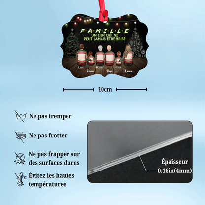 Orement en acrylique personnalisé avec famille Décoration de Noël pour sapin avec 2 à 9 personnes
