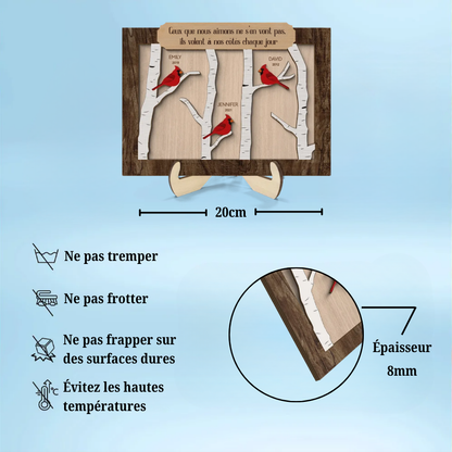 Cardinal rouge – Présentoir en bois personnalisé avec texte – Cadeau commémoratif