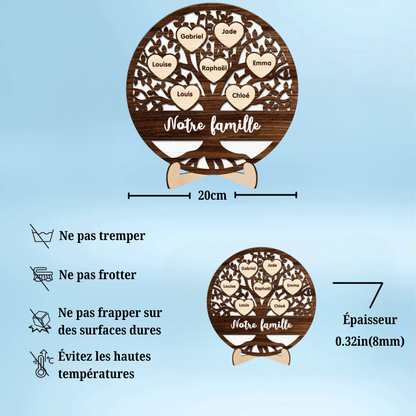 Plaque en bois personnalisée avec arbre généalogique – Cadeau pour la famille