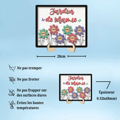 Tableau en bois personnalisé avec des fleurs pour grand-mère et maman