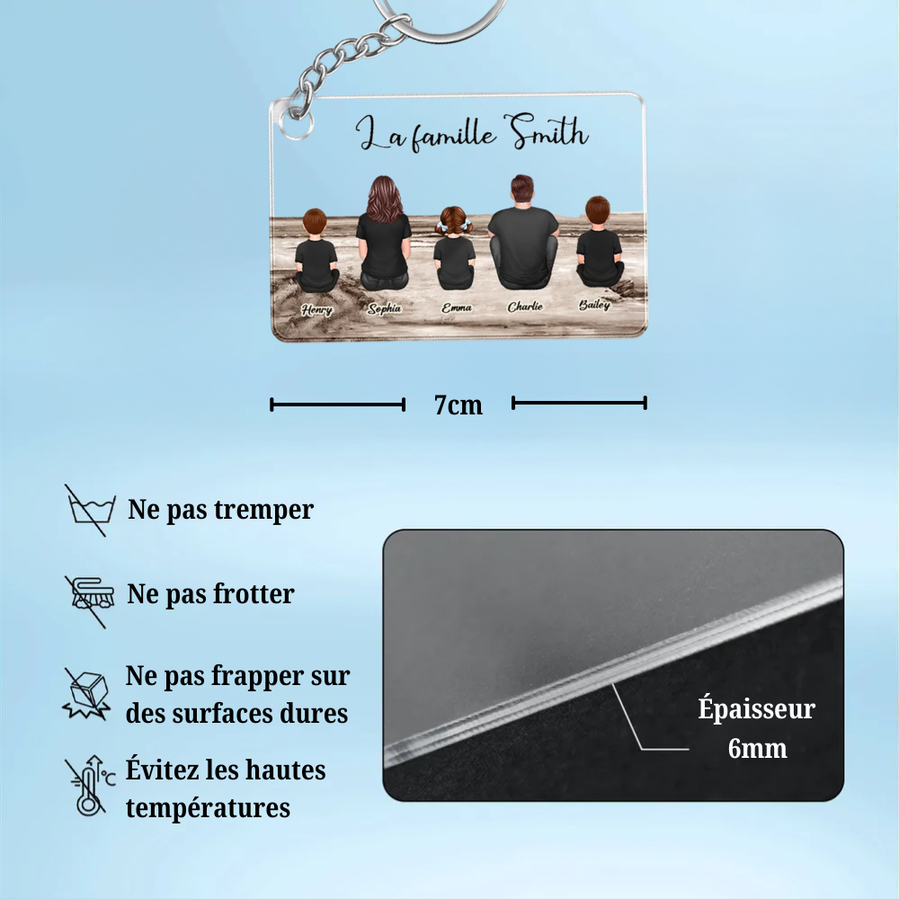 Porte-clés acrylique avec 1-10 membres de la famille
