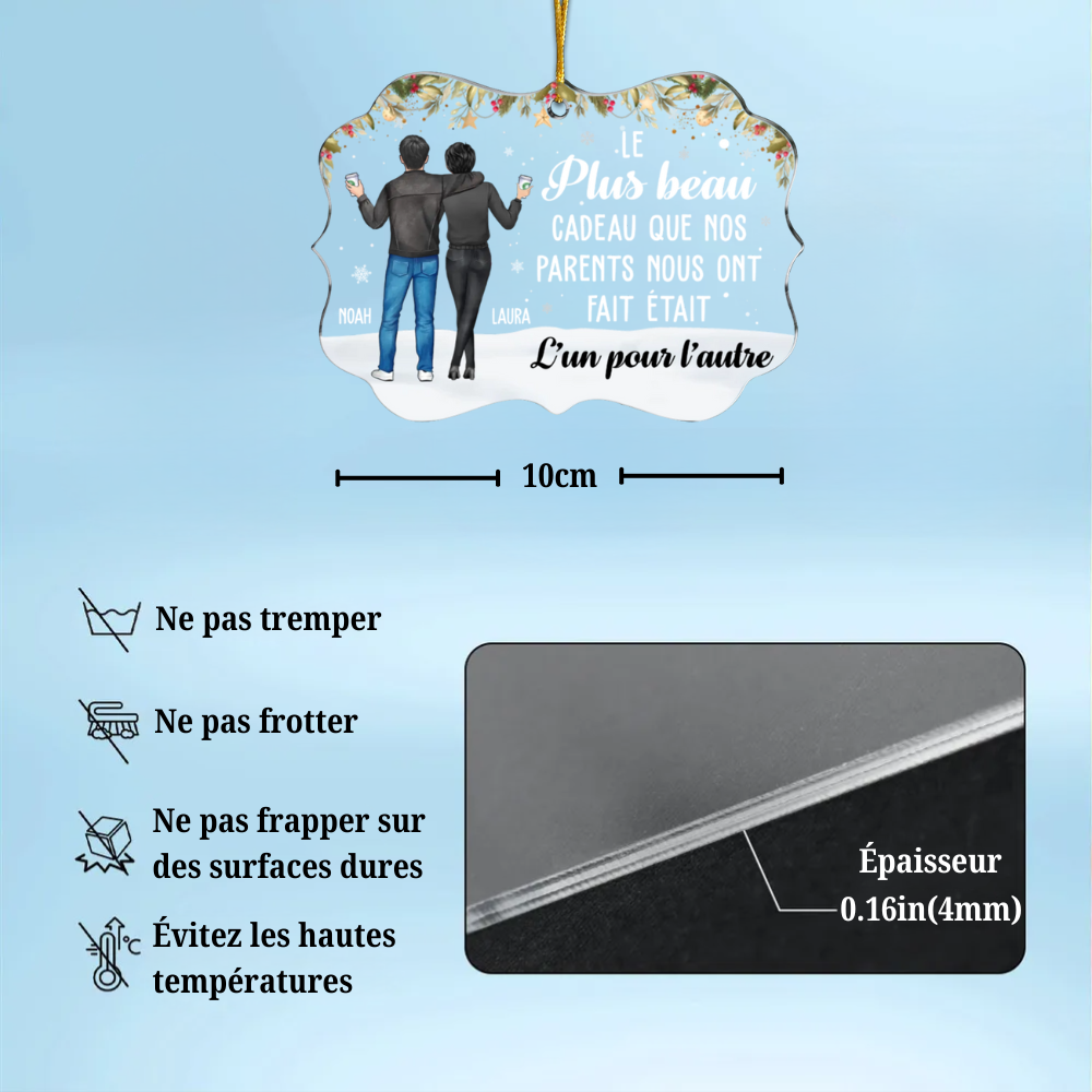 Orement personnalisé en acrylique Décoration de Noël pour frère et sœur