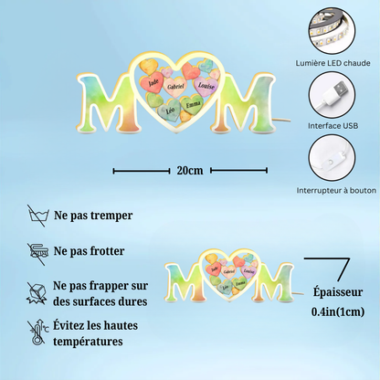 Boîte lumineuse MOM personnalisée avec prénom Cadeau pour maman