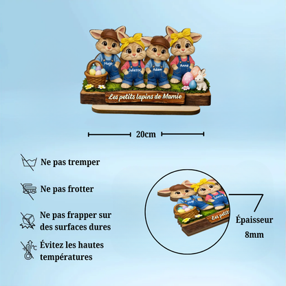 Lapins de Pâques pour mamie – Décoration en bois personnalisé avec petits lapins