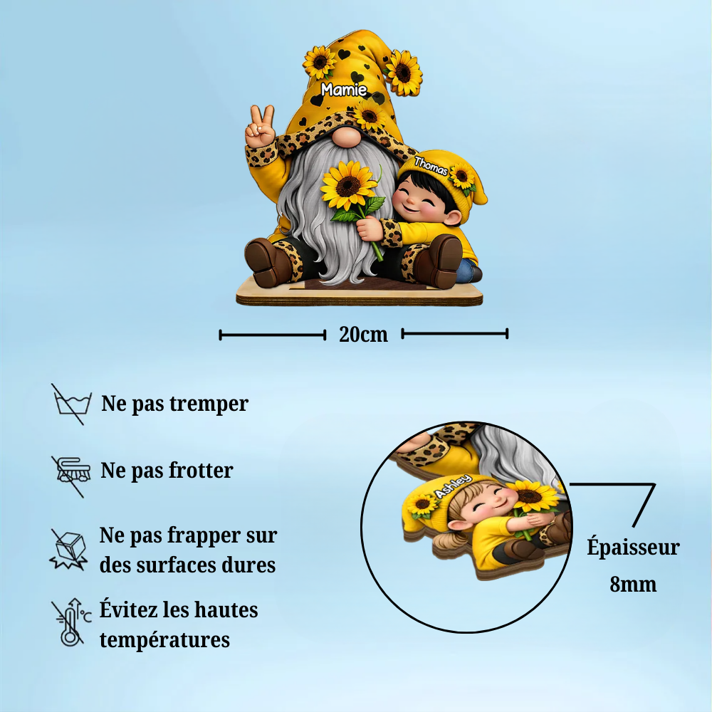 Décoration en bois personnalisé avec mamie et enfants, motif de nain – Cadeau pour mamie