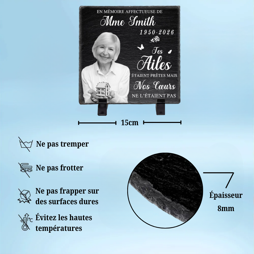 Plaque en ardoise personnalisée avec photo et message, en tendre souvenir – Cadeau commémoratif