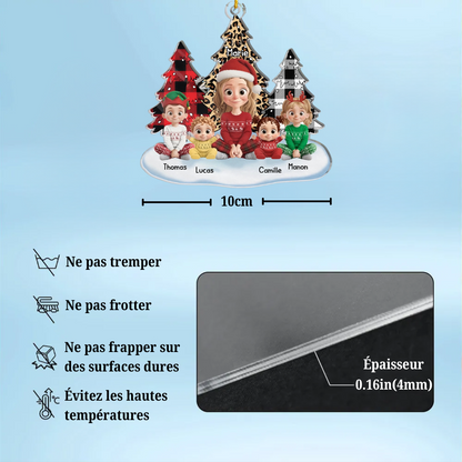 Maman/Mamie avec enfants - Pendentif personnalisé en acrylique Décoration de Noël