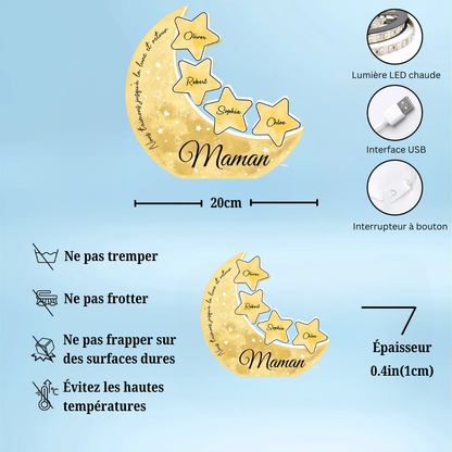 Boîte lumineuse personnalisée avec le nom de maman et grand-mère