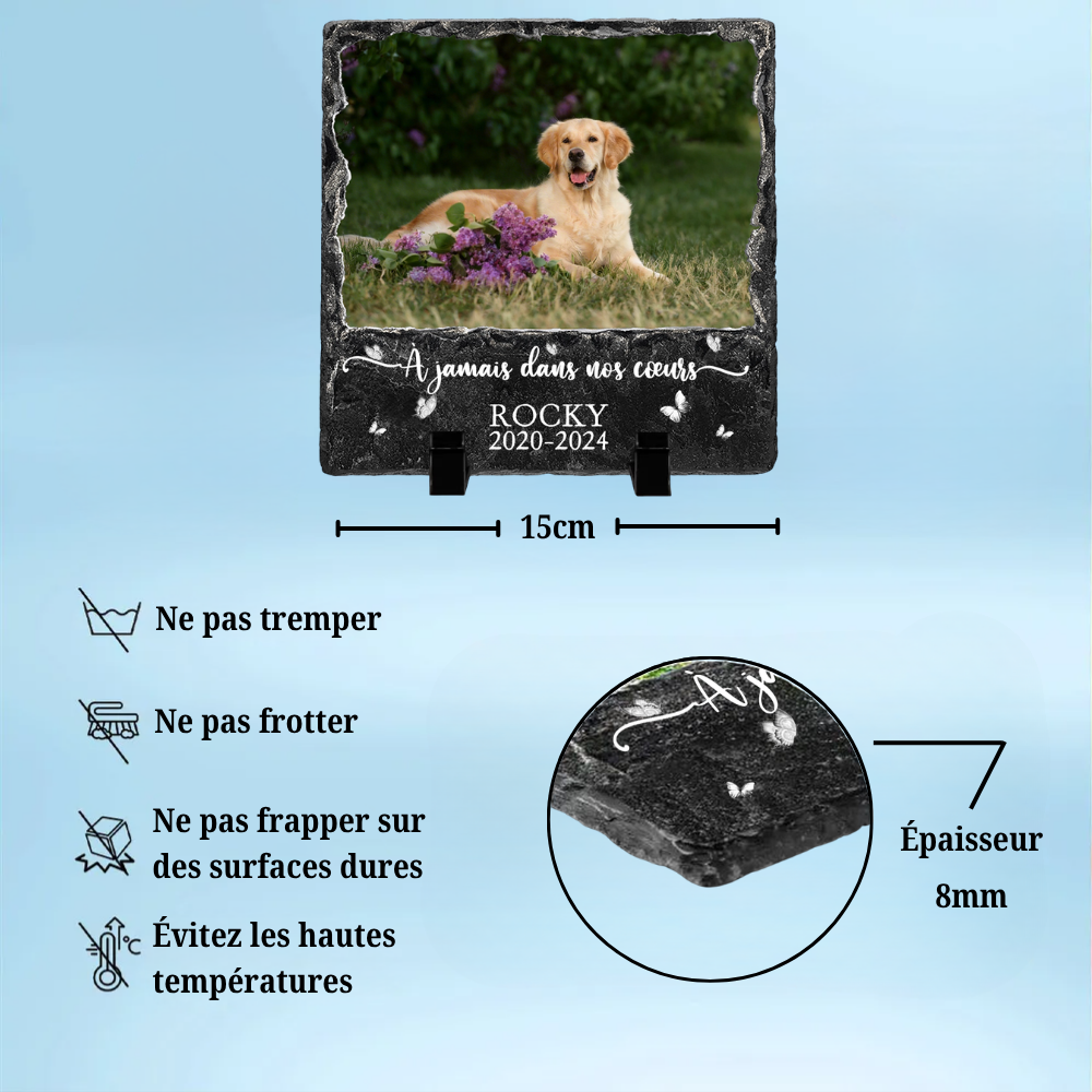 Plaque en ardoise personnalisée avec photo et message – Cadeau commémoratif