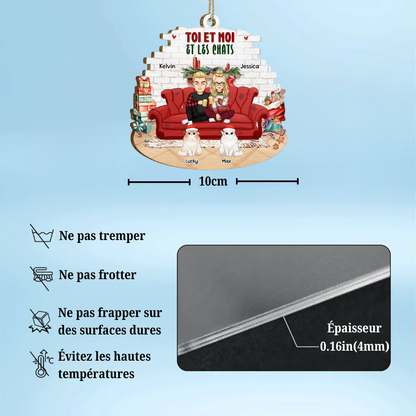 Orement de Noël en bois personnalisée – Cadeau pour couples & amoureux des animaux