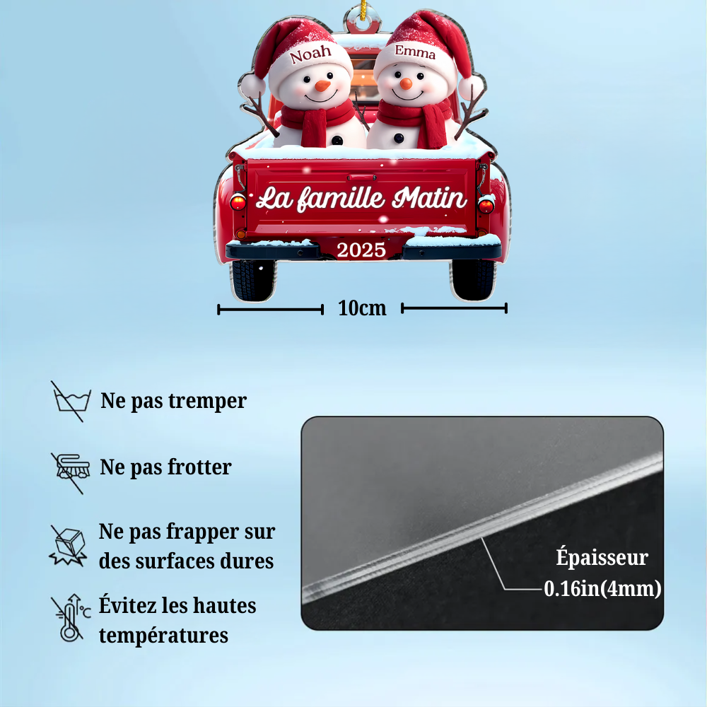Orement acrylique Décoration de Noël personnalisée avec des bonhommes de neige pour famille