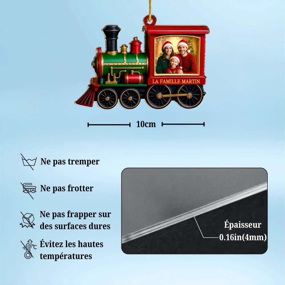 Orement photo en acrylique Décoration de Noël personnalisée avec train de Noël pour famille