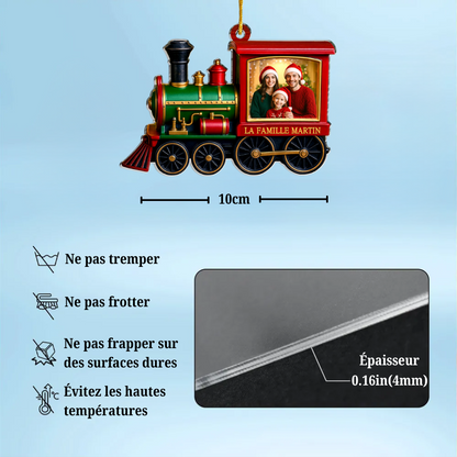 Orement photo en acrylique Décoration de Noël personnalisée avec train de Noël pour famille