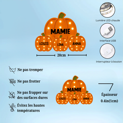 «Les Petits Citrons de Mamie » – Boîte lumineuse LED personnalisée, cadeau pour grand-mère