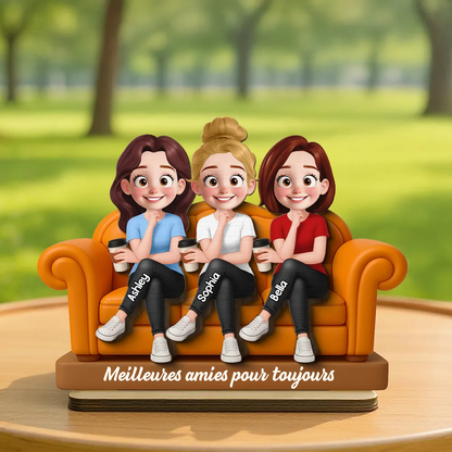 Plaque en bois personnalisée avec 2 à 5 femmes – Cadeau pour sœurs et meilleures amies