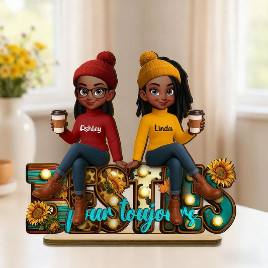 Besties pour toujours - Tableau en bois personnalisé avec 2 à 6 femmes Cadeau pour amies