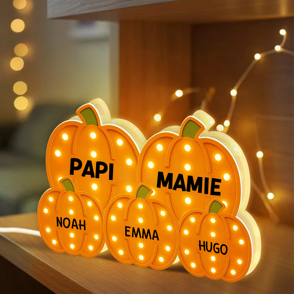 Boîte lumineuse personnalisée “Grand-mère & Grand-père – Champ de citrouilles”