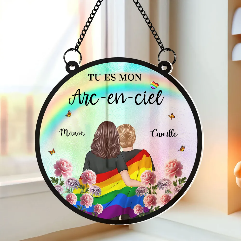 Porte-soleil personnalisé « Couple Arc-en-ciel » – Cadeau pour couples LGBT