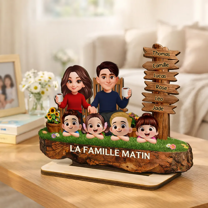 Décoration en bois personnalisé avec parents et enfants – Cadeau pour papa, maman, mamie et papi