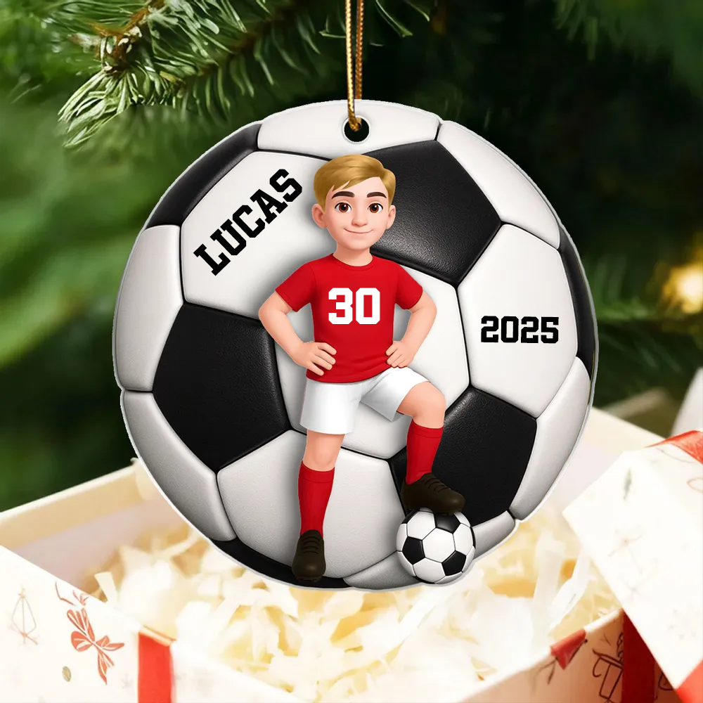 Pendentif en acrylique personnalisé avec enfant footballeur – Cadeau pour garçon et fille de football
