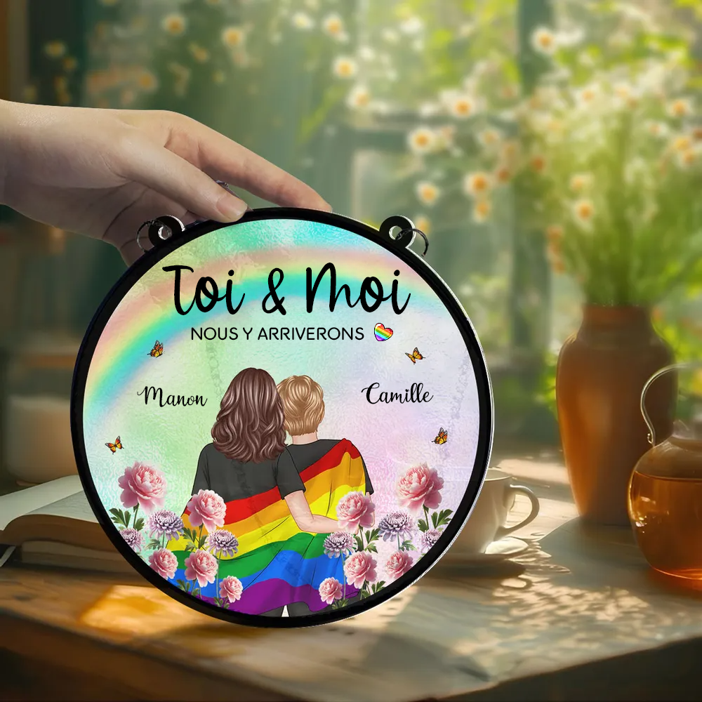 Porte-soleil personnalisé « Couple Arc-en-ciel » – Cadeau pour couples LGBT