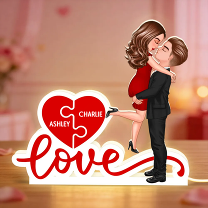 LOVE - Boîte lumineuse LED personnalisée avec couple et noms Cadeau pour couple / couple LGBT