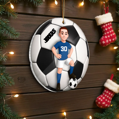 Pendentif en acrylique personnalisé avec enfant footballeur – Cadeau pour garçon et fille de football