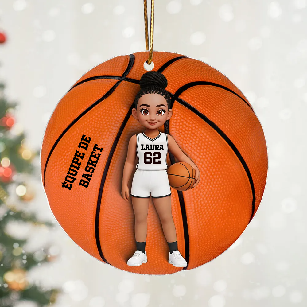 Pendentif en acrylique personnalisé avec enfant basketteur – Cadeau pour garçon et fille de basketball