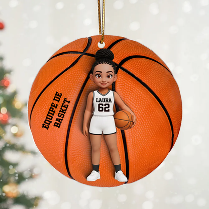 Pendentif en acrylique personnalisé avec enfant basketteur – Cadeau pour garçon et fille de basketball