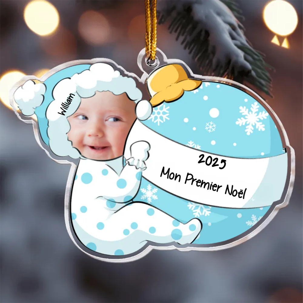 Bébé et boule de Noël Photo décorations de Noël avec nom