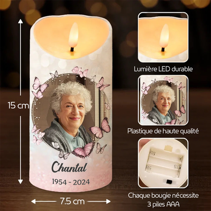 En souvenir affectueux de... – Bougie LED funéraire personnalisée avec photo