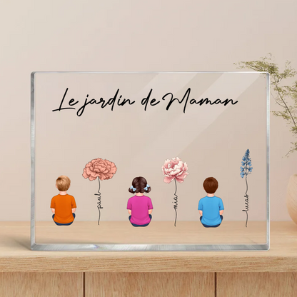 Plaque acrylique personnalisée avec 1-10 personnes, fleurs de naissance et noms