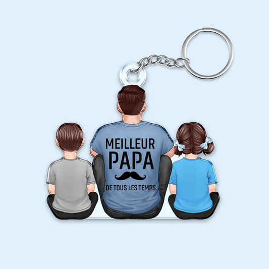 Meilleur Papa - Porte-clés en acrylique personnalisé pour les pères et les grands-pères, avec les enfants.