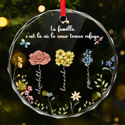 Blumen de naissance et citations - Ornement en verre personnalisé pour amis, famille et sœurs